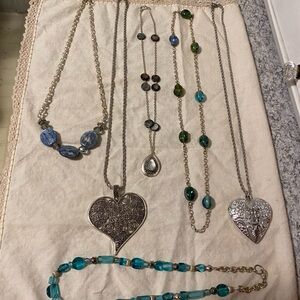 Silver and Blue Heart Necklace Collection